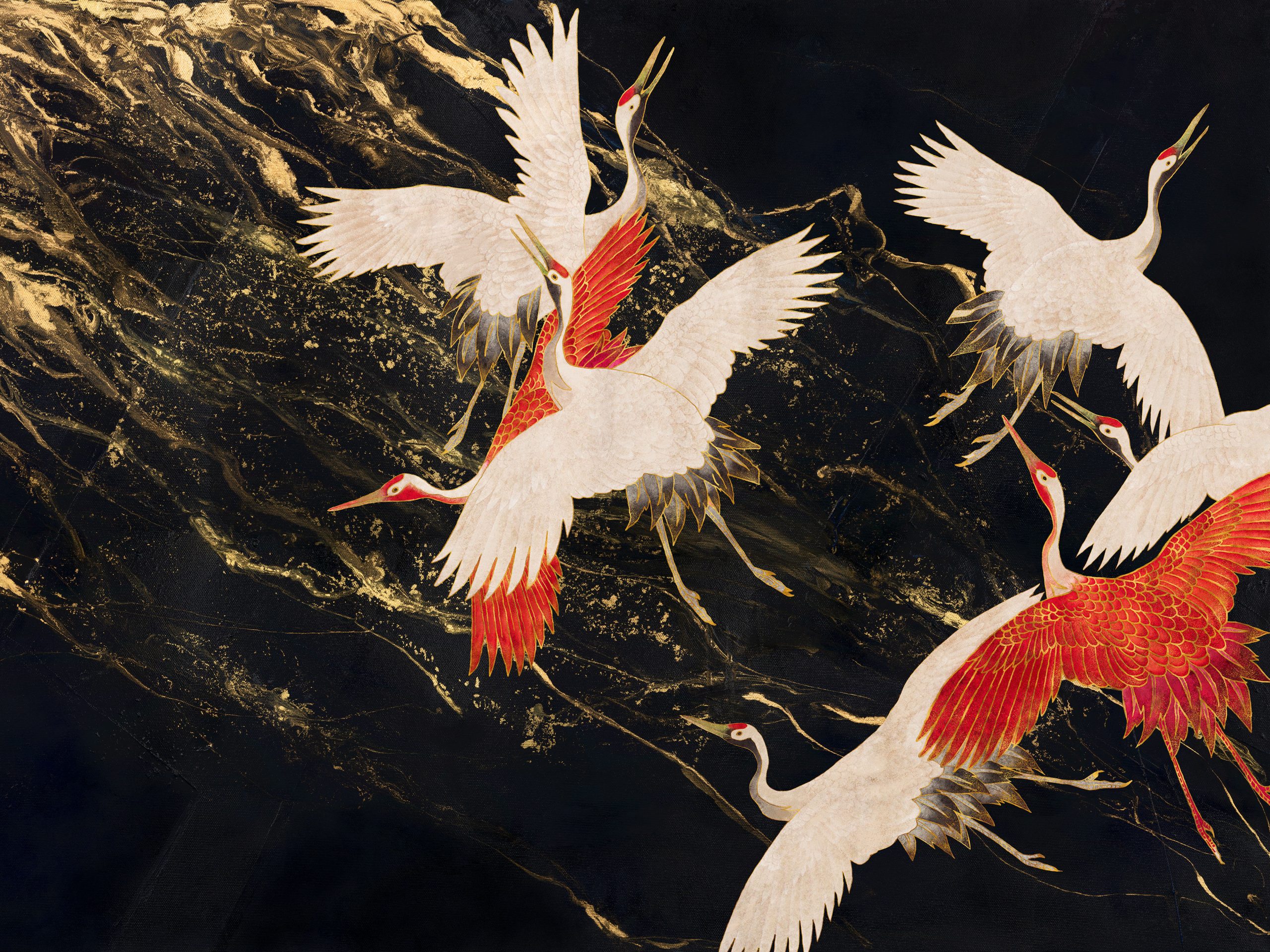 Glory Tsuru 400x300cm Fototapet WallArt abstract si pasari - Glory Tsuru - imagine 1