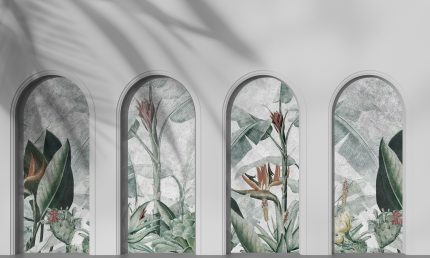 Fototapet WallArt arcade abstract - Libra Light Grey Rainforest