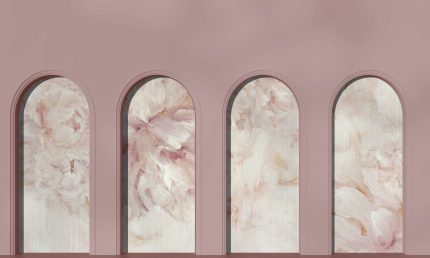 Fototapet WallArt arcade flori - Libra Pink Prosecco