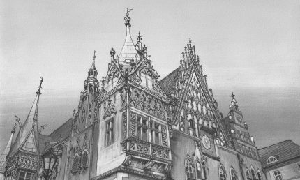 Fototapet WallArt primarie alb negru - Town Hall B&W