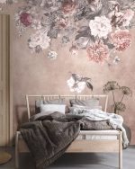 Fototapet Perete cu Flori Vintage - Roz - imagine 3