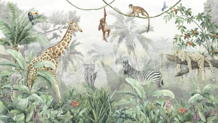 Fototapet Prietenii Junglei cu fundal de jungla