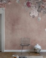 Fototapet Perete cu Flori Vintage - Roz - imagine 2