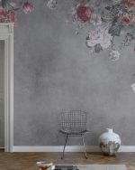Fototapet Perete cu Flori Vintage - Gri - imagine 2