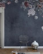 Fototapet Perete cu Flori Vintage - Albastru bleumarin - imagine 2