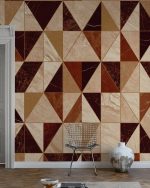 Fototapet Marmură Geometrică - Burgundia caramel - imagine 3
