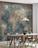 Fototapet Hartă mondială în stil vechi - imagine 3