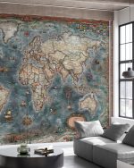 Fototapet Hartă mondială în stil vechi - imagine 4