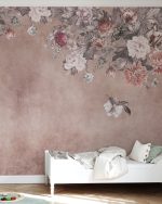 Fototapet Perete cu Flori Vintage - Roz - imagine 4