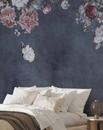 Fototapet Perete cu Flori Vintage - Albastru bleumarin - imagine 5