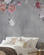 Fototapet Perete cu Flori Vintage - Gri - imagine 5