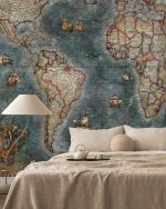 Fototapet Hartă mondială în stil vechi - imagine 2