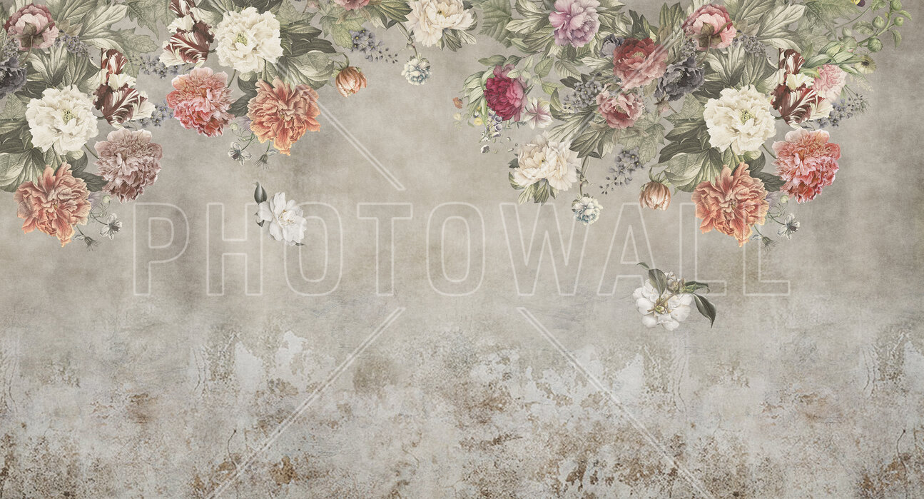 vintage-flower-wall Fototapet Perete cu Flori Vintage - imagine 1