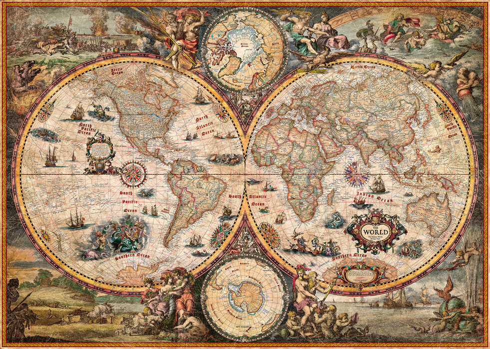vintage-world-map Fototapet Hartă vintage a lumii - imagine 1