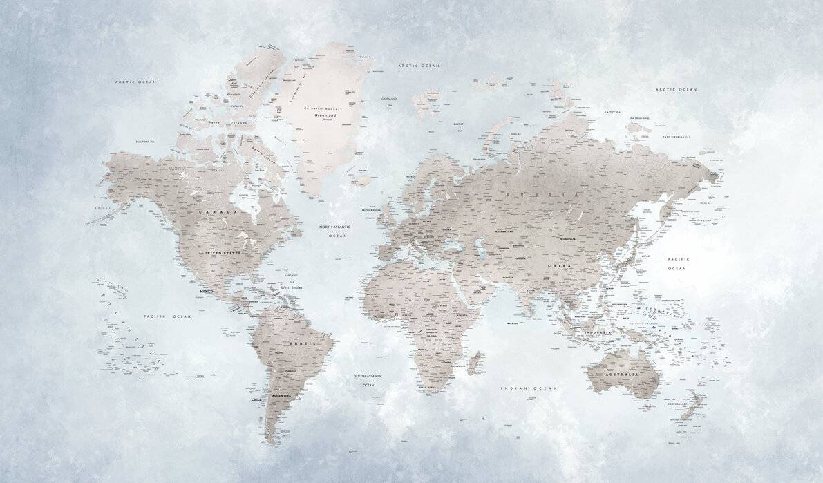 world-map-bright Fototapet Hartă mondială - Luminoasă - imagine 1