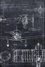 Fototapet Schiță Avion - Negru