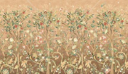 Fototapet Colaj cu păsări și flori