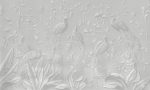 Fototapet Relief elegant cu păuni - Gri
