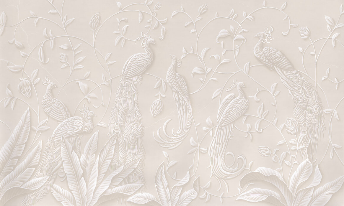 elegant-relief-with-peacocks-light Fototapet Relief elegant cu păuni - Ușor - imagine 1