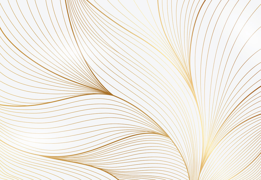 golden-leaves-line-art Fototapet Desen liniar cu frunze aurii - imagine 1
