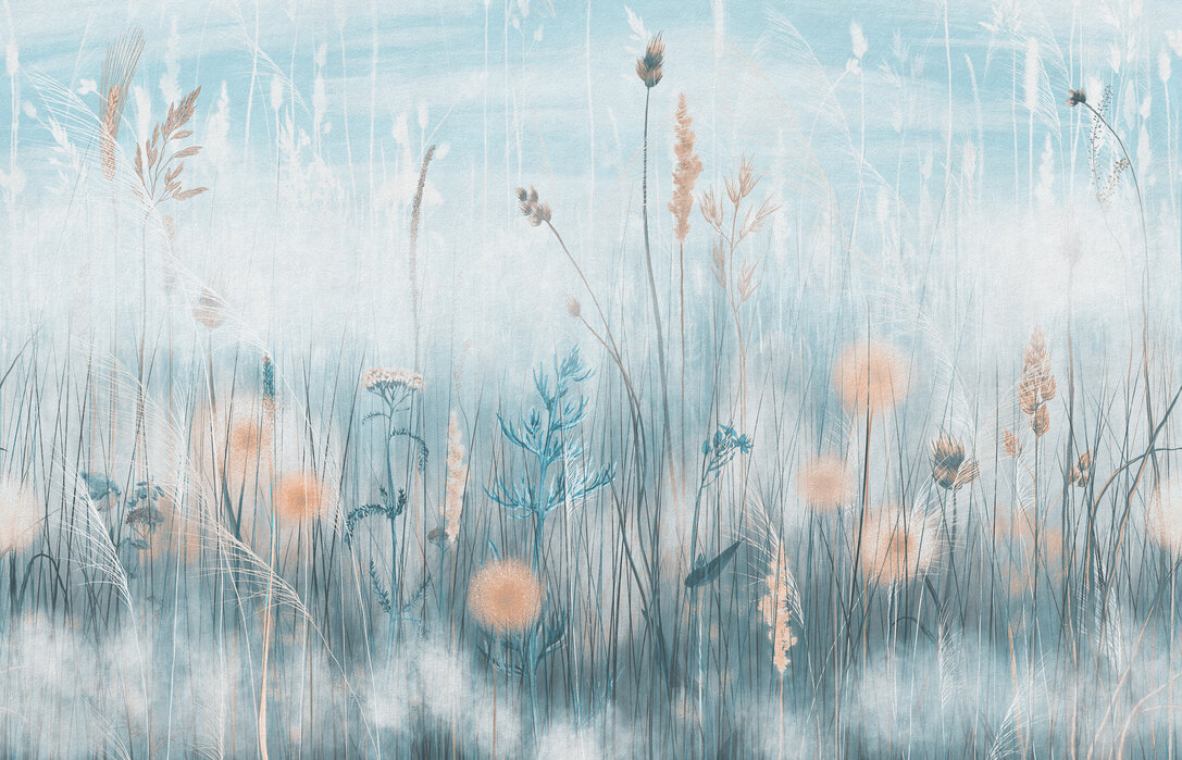 grassy-blue Fototapet Ierburi - Albastru - imagine 1