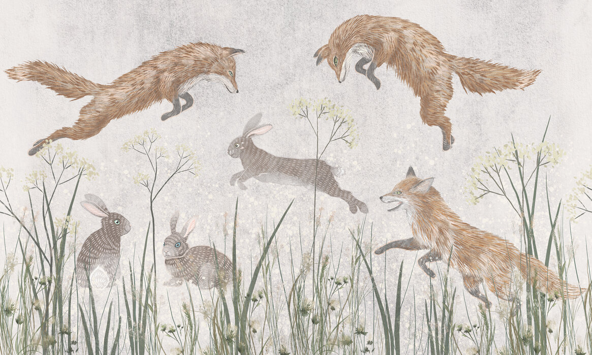 jumping-foxes-iiii Fototapet Vulpi săritoare IIII - imagine 1