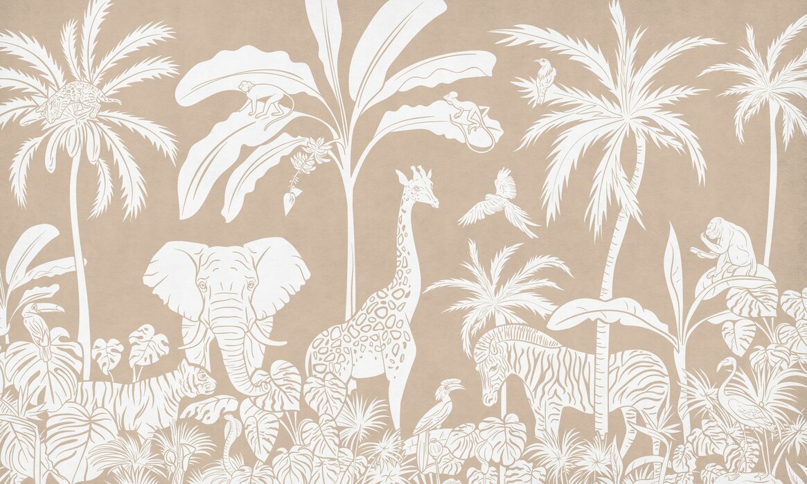 monochrome-jungle-brown Fototapet Junglă monocromă - Maro - imagine 1