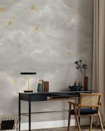 Fototapet Nori delicați cu rândunele galbene - Bej - imagine 4