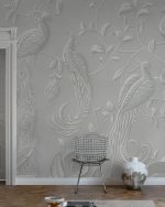 Fototapet Relief elegant cu păuni - Gri - imagine 4