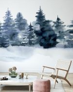 Fototapet Pădure de iarnă în acuarelă - imagine 2