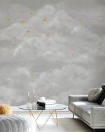 Fototapet Nori delicați cu rândunele galbene - Bej - imagine 2