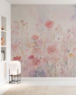 Fototapet Flori Vesele în Acuarelă - Pastel - imagine 2