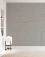 Fototapet Forme geometrice abstracte - Maro pe gri - imagine 3