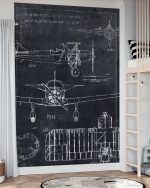 Fototapet Schiță Avion - Negru - imagine 3