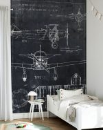Fototapet Schiță Avion - Negru - imagine 4