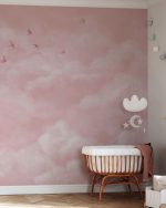 Fototapet Nori delicați cu rândunele galbene - Roz - imagine 3