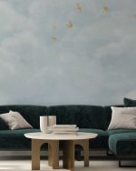 Fototapet Nori delicați cu rândunele galbene - Albastru moale - imagine 3