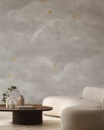 Fototapet Nori delicați cu rândunele galbene - Bej - imagine 3