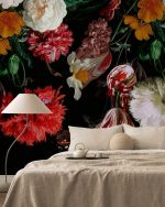 Fototapet Flori colorate pe fundal negru - imagine 3