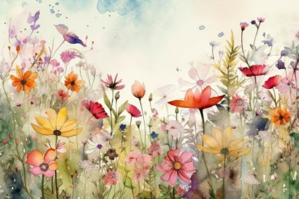 Fototapet Flori în acuarelă