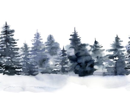 Fototapet Pădure de iarnă în acuarelă