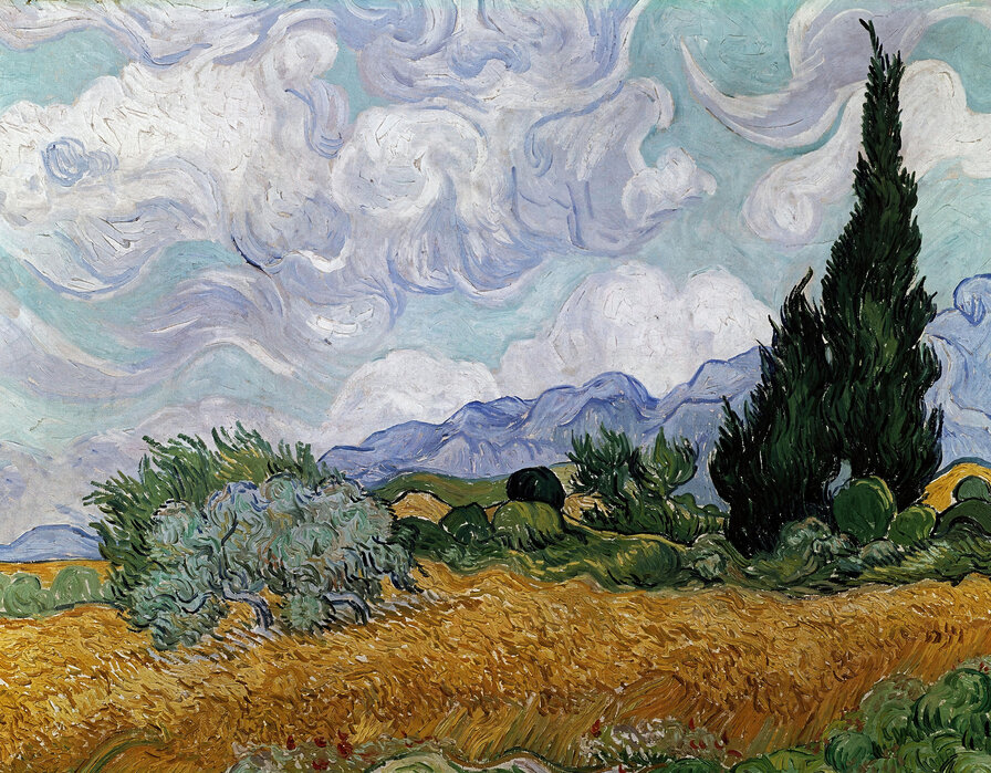 wheatfield-with-cypresses Fototapet Câmp de grâu cu chiparoși - imagine 1