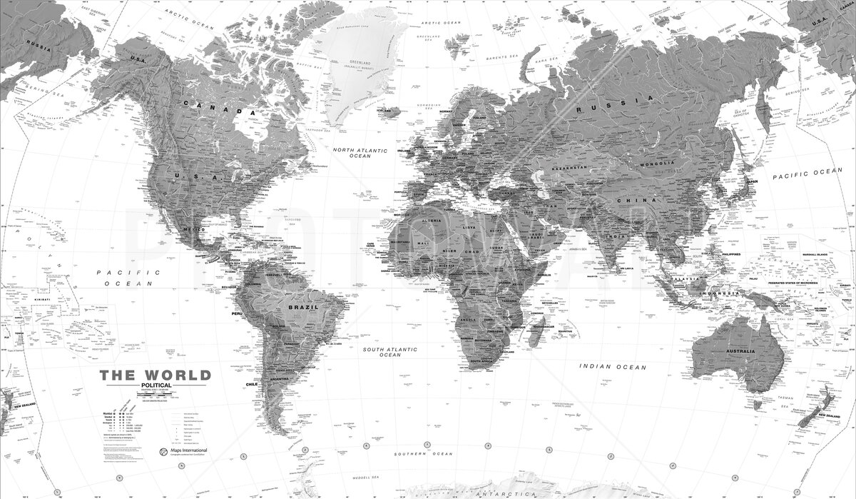 world-map-bw Fototapet Harta Lumii A/N - imagine 1